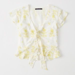 Tie Front Embroidered Top